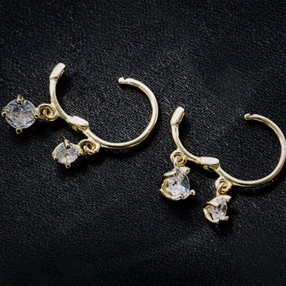 #NEW 925 Sterling Silver Diamond Drop Round Hoop Earrings - Picture 5 of 11